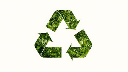 Obraz premium Green Recycling Symbol on White Background