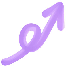 A purple arrow for pointing, painted with pastel watercolor