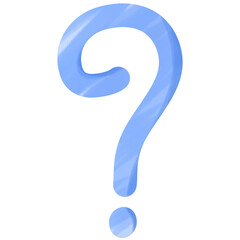 A blue question mark painted with pastel watercolor