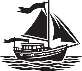 A boat silhouette vector illustration art work design features a striking, minimalistic depiction of a boat, ideal for conveying maritime themes in a modern and artistic style.