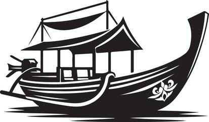 A boat silhouette vector illustration art work design presents a striking, minimalist image of a boat, capturing the essence of nautical themes with elegant simplicity.
