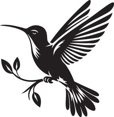 An elegant vector illustration of a hummingbird silhouette, emphasizing its swift grace and beauty in a minimalist style.