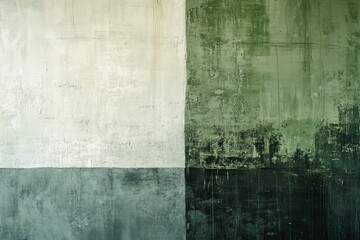 Fototapeta premium The concrete wall is painted in natural sand and green shades. Abstract industrial , ai