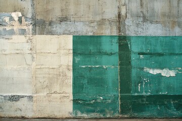 Naklejka premium The concrete wall is painted in natural sand and green shades. Abstract industrial , ai
