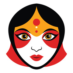 Indian religious biggest festival goddess navratri maa durga statue face holiday celebration drawn illustration