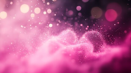 Vibrant Pink Mist Swirling with Glowing Ethereal Particles Suspended in Dreamy and Ethereal Atmospheric Background  Abstract Landscape with Misty Luminous and Surreal Effect