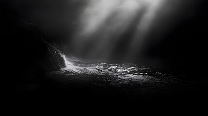 Dramatic Shadows Engulfing a Moody Urban Landscape   A Captivating Monochrome Composition with Subtle Fading Light and Atmospheric Textures