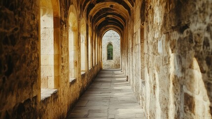 Obraz premium Stone Corridor of an Ancient Building