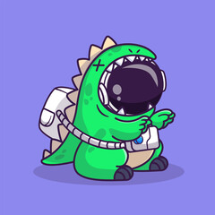 Cute Astronaut Wearing Dinosaur Costume Cartoon Vector
Icon Illustration. Science Animal Icon Concept Isolated
Premium Vector. Flat Cartoon Style