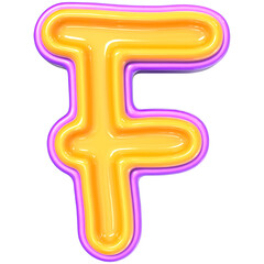 F Font 3D Render