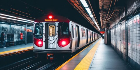 subway train arriving at a station