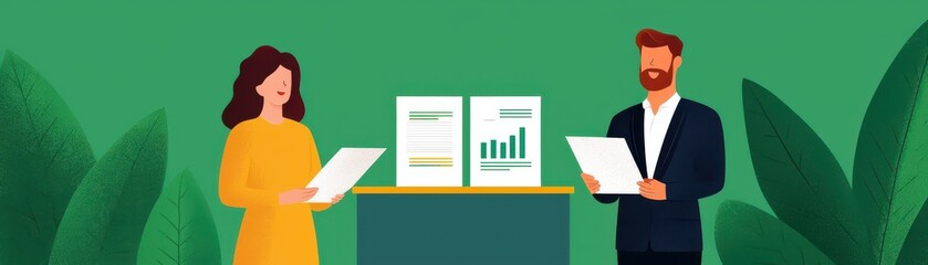 Professionals reviewing graphs and charts in a modern office setting, highlighting teamwork and data analysis.