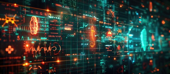 Futuristic digital data technology abstract with intelligence concepts cybersecurity symbols programming codes and futuristic network connections