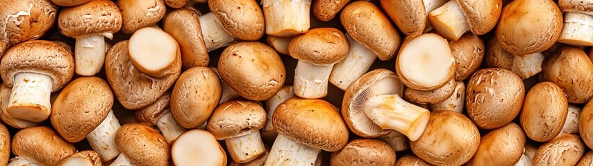 Fresh raw mushrooms background.