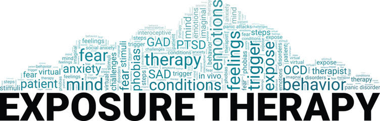 Exposure Therapy word cloud conceptual design isolated on white background.