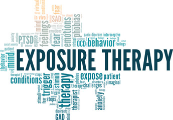 Exposure Therapy word cloud conceptual design isolated on white background.