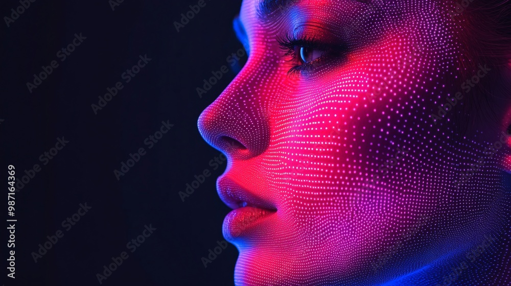 Poster dermatology specialists analyzing a 3d hologram of skin to detect underlying skin problems and plan 