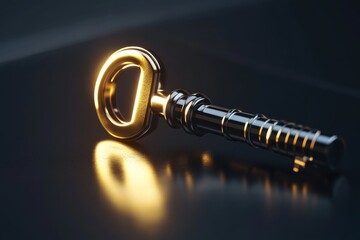 Golden key with black metallic accents representing success and access to opportunities