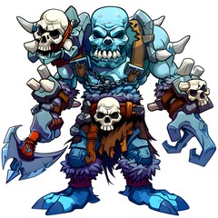 Fototapeta premium Cartoon Barbarian Ghost for game fantasy isolated on white