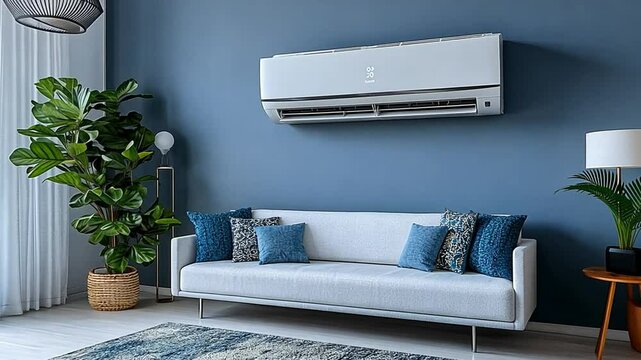 Air conditioner on white wall footage