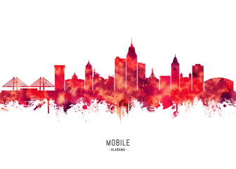 Fototapeta premium Mobile Alabama Skyline Red