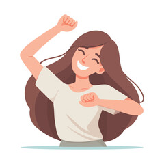 Young woman cheerful and happy character flat style 1