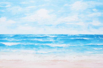 Serene beach with blue waves