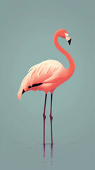 Elegant flamingo in serene water