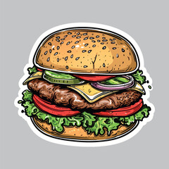 Delicious cartoon burger illustration
