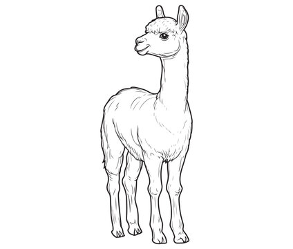 recommend clip art: Alpaca silhouette vector, llama line art vector, animal vector