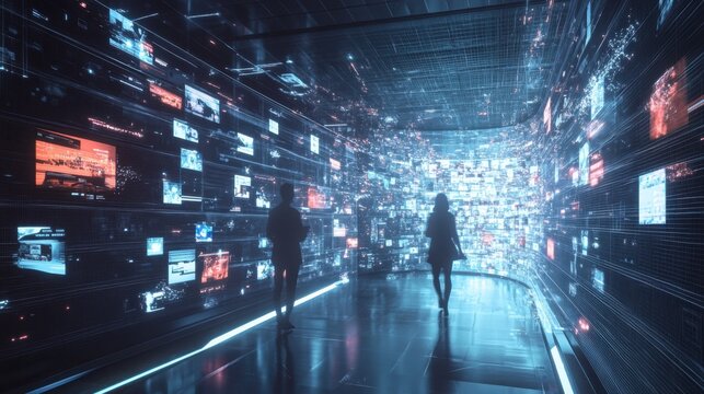 A sleek virtual interface where users exchange messages and share content on dynamic social platforms