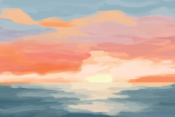 Painting ocean water sky.