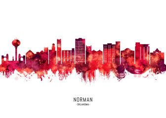 Obraz premium Norman Oklahoma Skyline Red