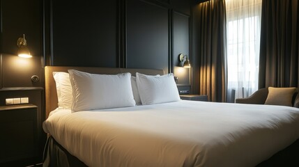 Charming boutique hotel room with luxurious bedding and a welcoming atmosphere