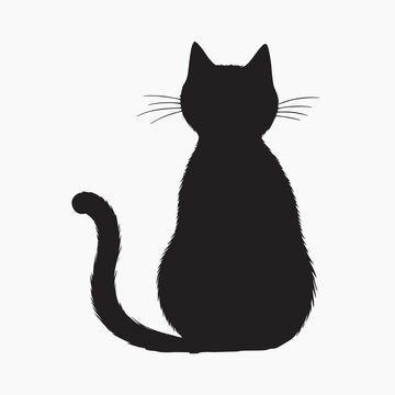 recommend clip art: Silhouette black cat sitting alone