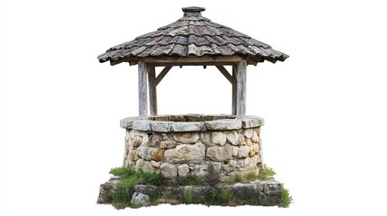 one single stone water well isolated on white background