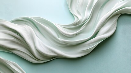 Obraz premium Abstract Green and White Flowing Fabric.