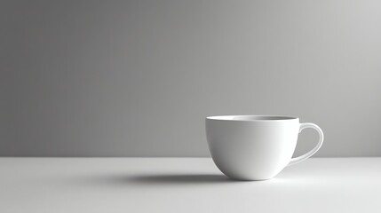 Fototapeta premium A simple white mug on a white surface.