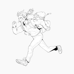 Running woman adventure sketch