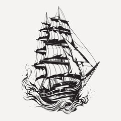 Vintage sailing ship illustration