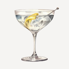 Elegant martini glass with lemon