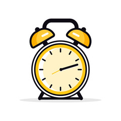 A Simple, Flat Vector Icon Of An Alarm Clock, With A White Background And White And Yellow Colors.