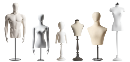 Collection range of child toddler young boy girl male man female woman mannequin dummy display on transparent cutout, PNG file. Many different model style. Mockup template for artwork graphic design