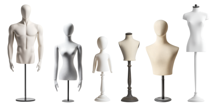 Collection range of child toddler young boy girl male man female woman mannequin dummy display on transparent cutout, PNG file. Many different model style. Mockup template for artwork graphic design - Powered by Adobe