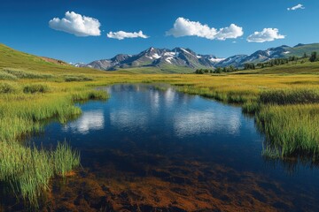 Fototapeta premium Serene Mountain Lake Reflecting the Sky