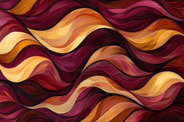 Vibrant Autumn Abstract with Swirling Lines in Rich Burgundy, Amber, and Mustard Tones for Wall Art or Design
