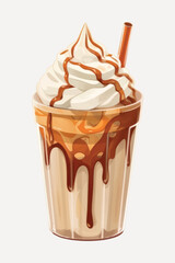 Creamy caramel milkshake with straw