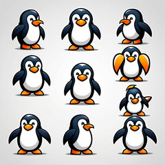 Obraz premium set of penguins with hats