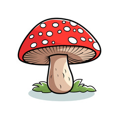 Cute Clip Art Style Mushroom Vector Illustration With White Background