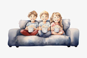 Children enjoying popcorn together